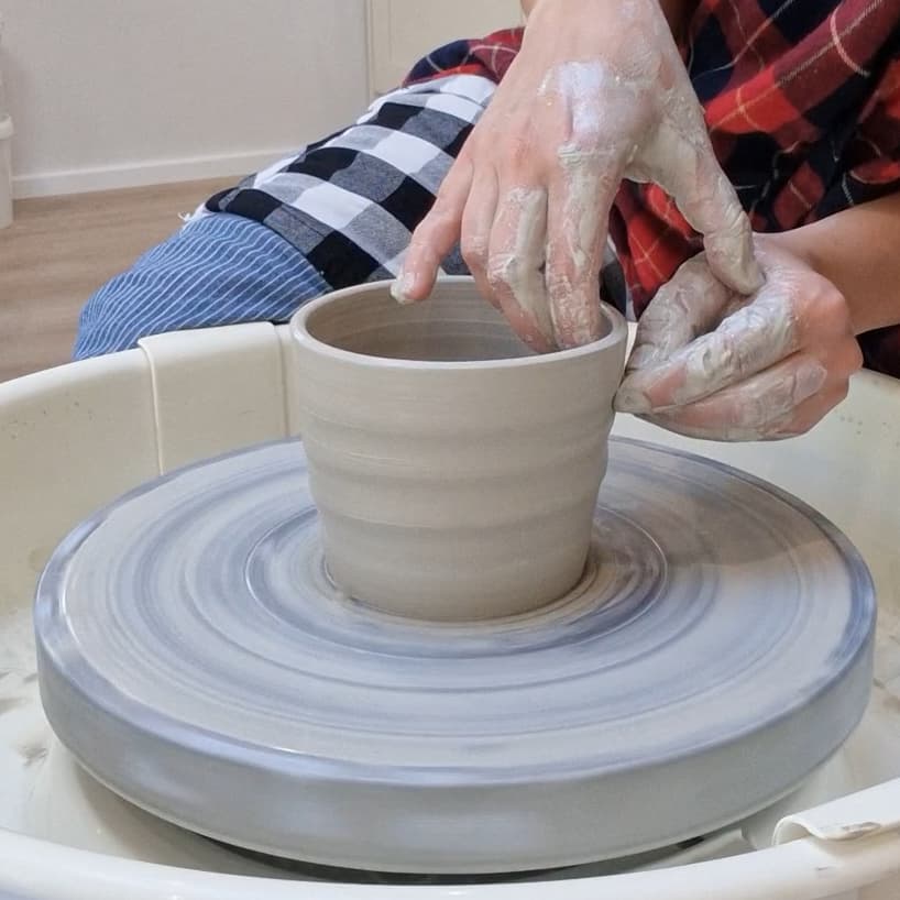 Wheel throwing class in a West London pottery studio